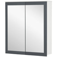 Kleankin Wall Mount Bathroom Mirror Cabinet with Two Doors - White-Wall-mounted design is space-saving