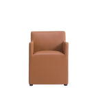 Manhattan Comfort Anna Square 22.83" Modern Faux Leather Upholstered Dining Armchair - Saddle - Set of 2-Weight Capacity: 300 lb