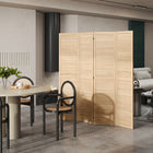 HOMCOM 4-Panel Freestanding Room Divider for Indoor Bedroom - Natural-9 metal hinges for stability and smooth extending and retracting 
