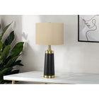 Monarch Specialties 28" H Contemporary Table Lamp - Black Metal / Beige Shade-The easy 3-way rotary switch holds a single bulb (not included) for a maximum output of 100W/120V, allowing you to customize the lighting ambiance in your space