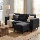 HOMCOM 76" L-Shaped Sectional Sofa with Changeable Chaise - Black-Track armrests and overstuffed back cushions offer support