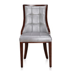 Manhattan Comfort Fifth Avenue 18.5" Traditional Faux Leather Upholstered Dining Chair - Silver and Walnut - Set of 2-Features Fine Rectangular Plush Stitching