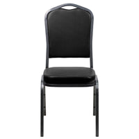 Flash Furniture HERCULES Series Crown Back Stacking Banquet Chair in Black Vinyl - Silver Vein Frame-Multipurpose Banquet Chair