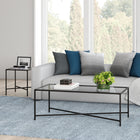 Hudson&Canal Henley 48"W Rectangular Coffee Table with Glass Top - Blackened Bronze-Features easy assembly