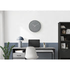 Monarch Specialties 9107 12" Round Wall Clock - Grey Face/Silver Frame-Experience accurate timekeeping with the non-ticking quartz movement, making this analog clock an ideal addition to serene indoor environments