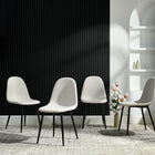 Homy Casa Charlton Upholstered Dining Chair - Ivory Beige Fabric  with Black Metal Legs - 4 Pack-Easy Assembly: Comes with all necessary tools and instructions for quick assembly.