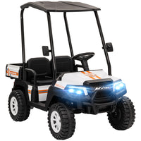 Qaba 24V Battery Powered Kids Electric Car with 2 Seater - White-Two-seater design accommodates a friend or sibling for shared fun 