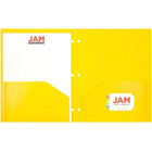 JAM Paper Heavy Duty Plastic 3 Hole Punch Two-Pocket School Folders - Yellow - 6 Pack-Quantity: 6 Folders per Pack | One for each subject & project