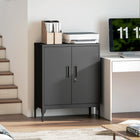 HOMCOM Metal Storage Cabinet with Lock - Black-Strong all-steel frame supports up to 265 lb. (120 kg) for long-lasting reliability