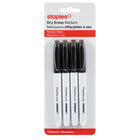 Staples Fine Tip Dry-Erase Markers - Black - 4 Pack-Perfect for use on white marker boards, glass, and other nonporous materials