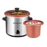 Vitaclay 2-in-1 Yogurt Maker and Slow Cooker - 2 qt.-Pass on fragile glass, unstable plastics or metals touching your fresh and healthy ingredients and say yes to the low-temperature controlled, easy to clean and chemical free clay insert used by VitaClay.