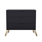 Manhattan Comfort Avira 35" Mid-Century Modern 3-Drawer Dresser - Black-Clean-lined 3-drawer dresser with a soft laminate finish for a warm, modern look