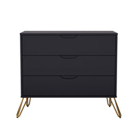 Manhattan Comfort Avira 35" Mid-Century Modern 3-Drawer Dresser - Black-Clean-lined 3-drawer dresser with a soft laminate finish for a warm, modern look