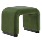 Modway Koda Performance Velvet Waterfall Stool - Black/Moss Green-Performance Velvet Upholstery