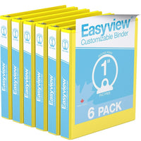 Davis Group Easyview Premium Binder - Round Ring - Customizable - 1" - Yellow - 6 Pack-3 Ring Binder
