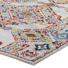 Modway Entourage Khalida Distressed Vintage Floral Lattice Area Rug - 5 ft W x 8 ft L - Ivory Blue Orange Yellow Red-High-Density / Machine-Woven
