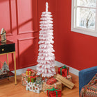 HOMCOM 5' Artificial Christmas Tree with Realistic Branches - Pink-Sprayed with artificial snow to add wintry appearance 