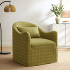 Modway Bardot Slipcovered Linen Blend Accent Chair - Artichoke Windowpane Check-Linen Blend Upholstery