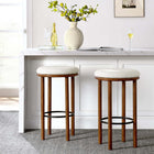 Modway Fable Boucle Fabric Bar Stools - Walnut Ivory - Set of 2-Boucle Fabric Upholstery