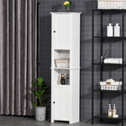 HOMCOM Tall Bathroom Storage Cabinet with Two-Tier Shelf and Two Doors - White-Adjustable cabinet shelves for easy adjustment    