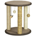 PawHut 17" Cat Tree with Hanging Toys and Jute Sisal Seagrass Scratching Post-Jute, sisal, and seagrass rope posts satisfy your cats' need to scratch and dig 