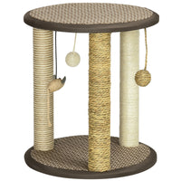 PawHut 17" Cat Tree with Hanging Toys and Jute Sisal Seagrass Scratching Post-Jute, sisal, and seagrass rope posts satisfy your cats' need to scratch and dig 
