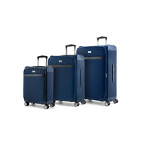 Bugatti 3-Piece Softside Luggage Set - Navy-Made of extra lightweight and resistant PP Hybrid (Polyester and Polypropylene)