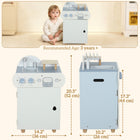 Qaba Kids Wooden Dishwasher Playset with Accessories - Light Blue-Crafted from stable MDF with smooth, rounded edges for safe play 