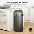 Umbra Venti 16-Gallon (62 L) Trash Can with Swing Top Lid - Pewter-Swing Top