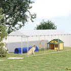 PawHut 20' L Outdoor Dog Kennel with Waterproof Cover - Silver-Heavy-duty galvanized steel 