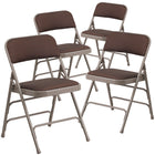 Flash Furniture HERCULES Series Curved Triple Braced & Double Hinged Brown Patterned Fabric Metal Folding Chair-300 lb. Weight Capacity