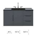 Modway Vitality 36" Bathroom Vanity Cabinet - Grey-Soft-Close Doors