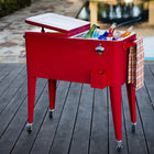 Permasteel 80 Quart Patio Cooler - Red-4 Casters with 2 Locking