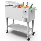 Permasteel 80 qt Rolling Patio Cooler with Divider & Shelf - White-Additional features: Bottle opener, cap catcher