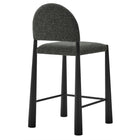 Modway Hayley Upholstered Fabric Counter Stool - Black Anthracite-Adjustable Non-Marking Floor Glides