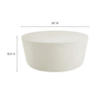 Modway Brion Round Indoor/Outdoor Patio Concrete Coffee Table - White-Tapered Cylinder Shape