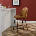 Modway Scoop Black Powder Coated Steel Leg Vegan Leather Counter Stool - Tan-Black Powder-Coated Steel Legs