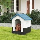 PawHut 22.4" W Outdoor Dog House with Windows for Miniature Dogs - Blue-A smooth surface that's easy to clean 