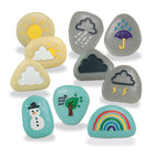 Yellow Door Weather Stones 10-Piece Set-Record the weather, make a forecast, sort by the different conditions, press into playdough or create stories alongside other props