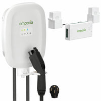 Emporia Classic Level 2 40A NEMA Plug J1772 EV Charger and Vue 3 2-Phase Load Management Bundle - White-Powersmart load management automatically adjusts ev charging rate to keep total electrical usage within system limits while allowing the sum of breakers to exceed panel service rating for optimized energy distribution