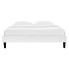Modway Reign Performance Velvet Queen Platform Bed Frame - White-Wood Slat Support System