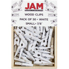 JAM Paper Wood Clip Clothes Pins - Small - 7/8" - White - 50 Pack-Colour: White