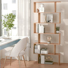 HOMCOM 6-Tier Geometric Wooden Bookcase - Natural Wood-Constructed of high-quality E1 grade particle board for long-term use 
