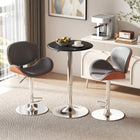 HOMCOM Round Bar Table, Easy Assembly for Home Bar, Small Dining Room - Black-Classic faux Leather table top covering