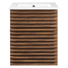 Modway Render 18" Wall-Mount Bathroom Vanity - Walnut/White-8
