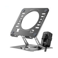 Uncaged Ergonomics Travel Pack RISE Swivel Laptop Stand & Travel Charger - Silver-Rise Swivel Adjustable Laptop Desk Stand 2.0 holds laptops in an ergonomic friendly position.