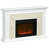 HOMCOM 31.5" Electric Fireplace with Mantel, Remote Control and 12H Timer - White-Customize the look of your ambience with 3 adjustable brightness settings at your disposal 