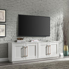 Hudson&Canal Tillman TV Stand for TV's up to 75" - White-Constructed of sturdy MDF materials in a handcrafted White finish