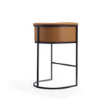 Manhattan Comfort Cosmopolitan 23.7" Mid-Century Modern Faux Leather Upholstered Bar Stool - Camel and Black - 3 Pack-Delivered to you Fully Assembled! No Assembly Required