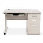CB Office Stellia Metal Utility Computer Desk - Matte White/Grey-Utility Computer Steel Desk with Steel File Cabinet for Letter and Legal Filing.